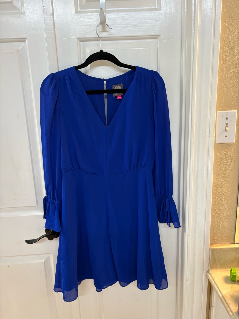 Vince Camuto Cobalt Blue V-Neck Long Sleeve Dress